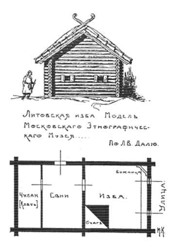 Интерьер крестьянской избы с печью